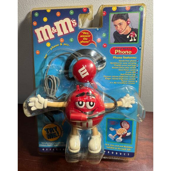 Vintage 1990s M&M's Red Officially Licensed Phone and Headset Sealed in Package - Picture 1 of 9